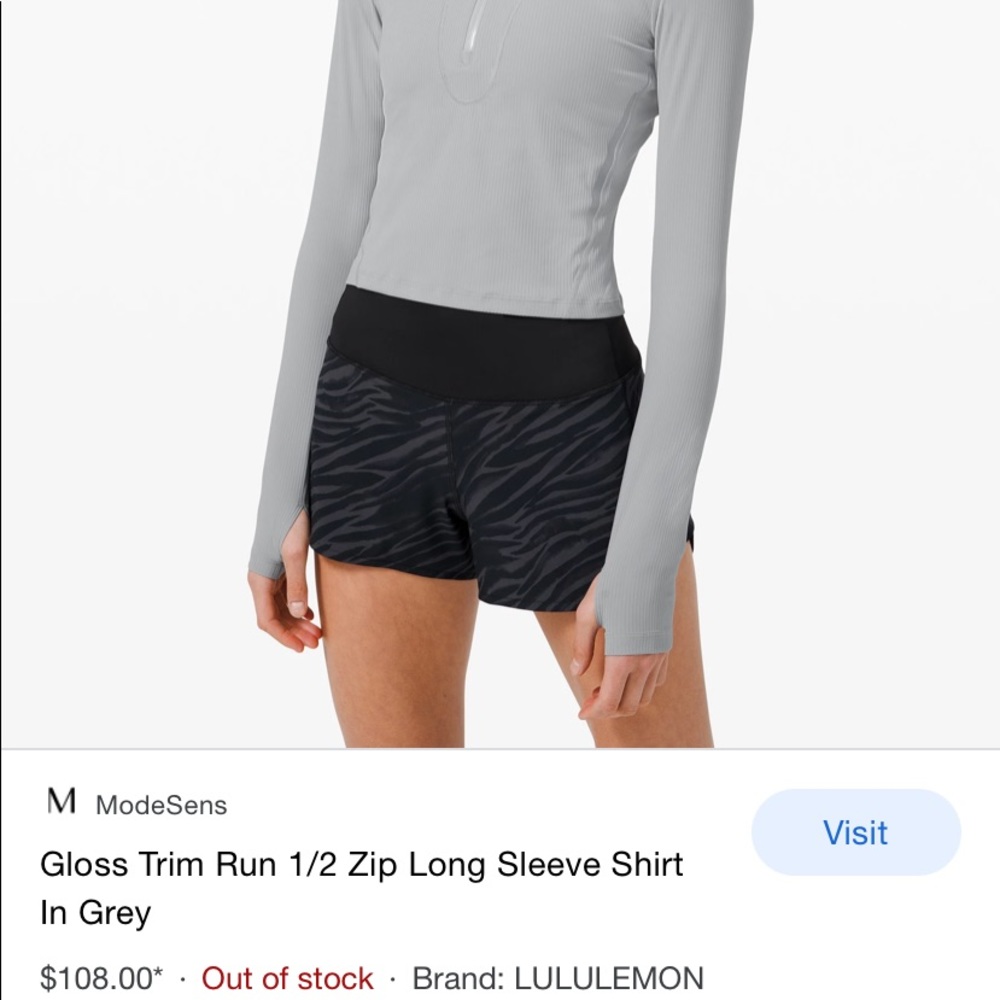NWT LULULEMON Gloss Trim Run 1/2 Zip LS 
SIze 10